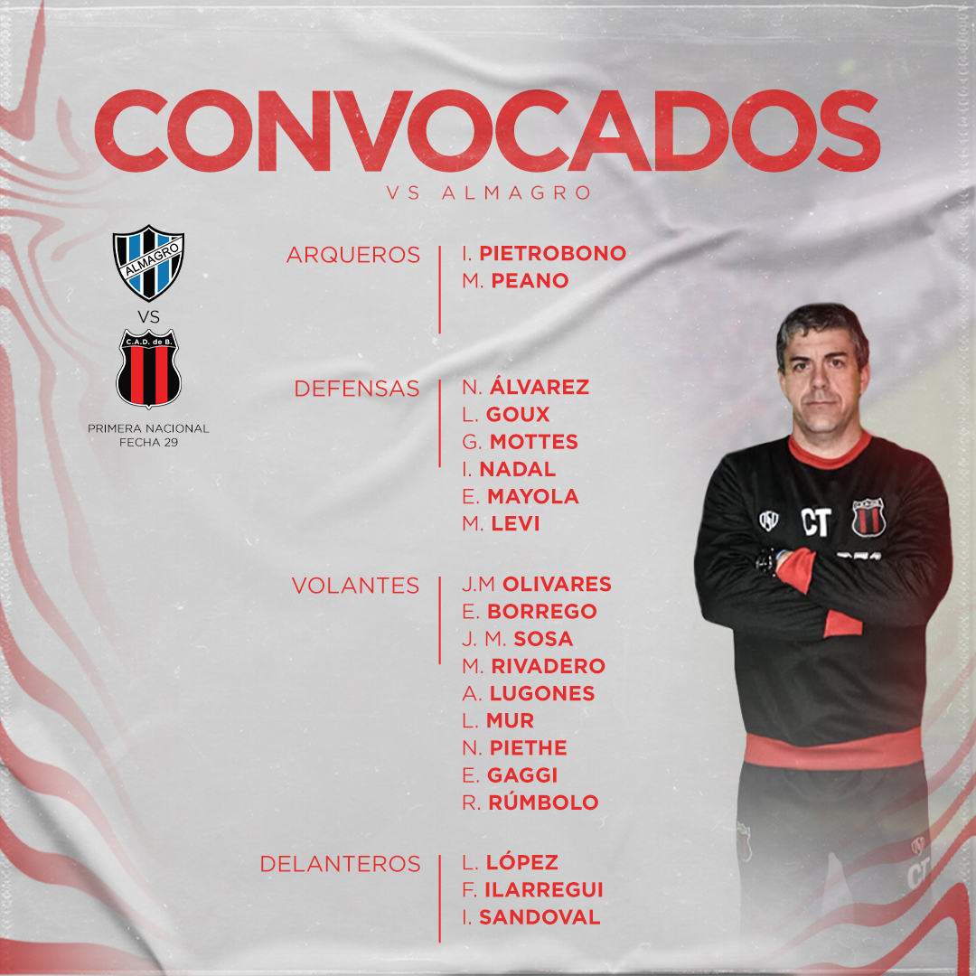 Lista de convocados vs Almagro