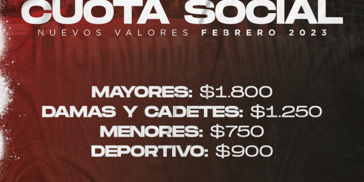 Nuevos valores cuota social febrero 2023
